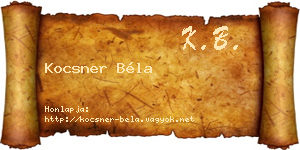 Kocsner Béla névjegykártya